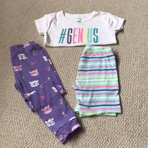 Adorable Carter’s girls pink & purple pj set sz 4t